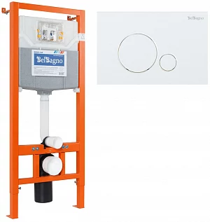 Инсталляция для подвесного унитаза BelBagno BB001-120/BB014-SR-BIANCO с кнопкой