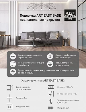 Подложка рулонная Art East Base 1 мм под ПВХ плитку черная