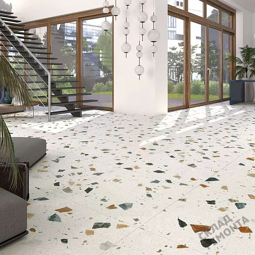 Фото Керамогранит матовый Steppe Ceramics Chips White белый 600*600*9 – купить в Краснодаре: цена, описание, фото. Интернет-магазин 3